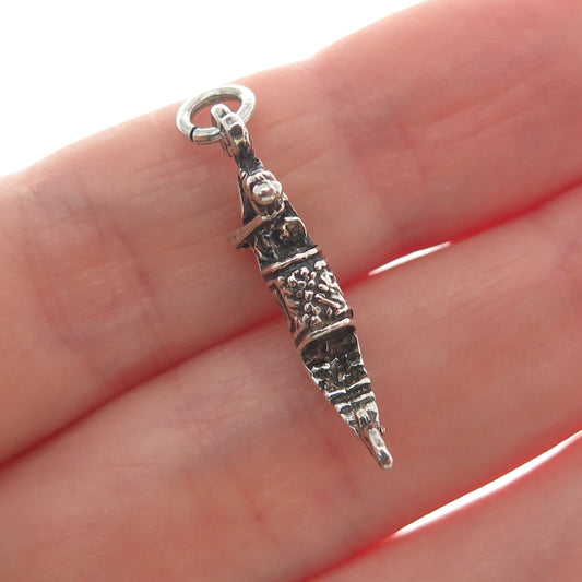 800 Silver Vintage Gondola Boat Minimalist Oxidized Charm Pendant