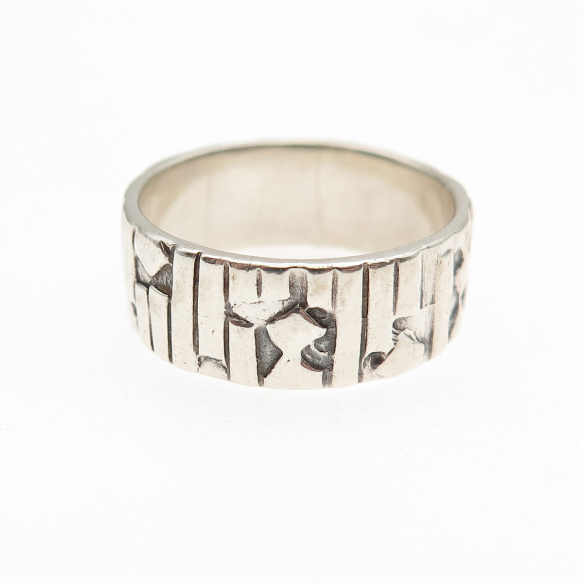 925 Sterling Silver Vintage Modernist Oxidized Band Ring Size 6.75