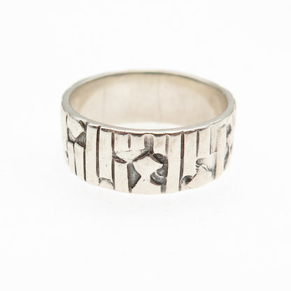 925 Sterling Silver Vintage Modernist Oxidized Band Ring Size 6.75