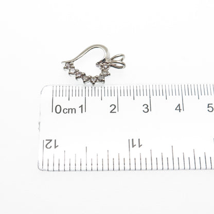925 Sterling Silver Vintage Round-Cut C Z Heart Minimalist Charm Pendant