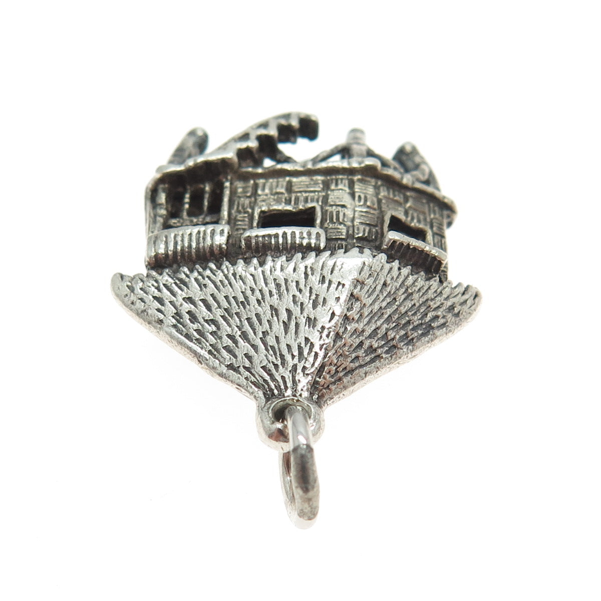 925 Sterling Silver Vintage Bungalow Hut Pendant