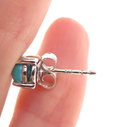 925 Sterling Silver Real Sleeping Beauty Turquoise Stud Earrings