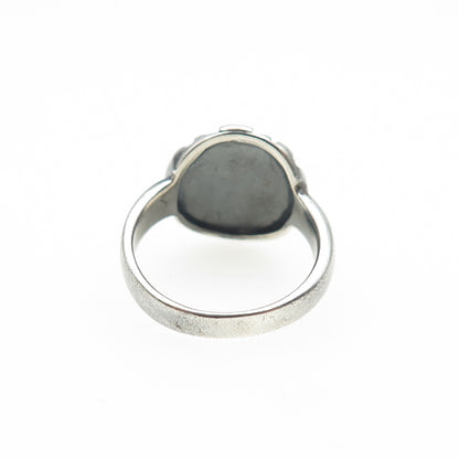 925 Sterling Silver Vintage Modernist Disc Oxidized Ring Size 6.25
