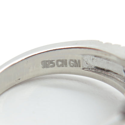 925 Sterling Silver Cushion & Round-Cut Shaped C Z Ring Size 6.25
