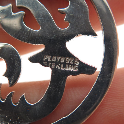 925 Sterling Silver Vintage Mexico Letter C Initial Floral Charm Pendant