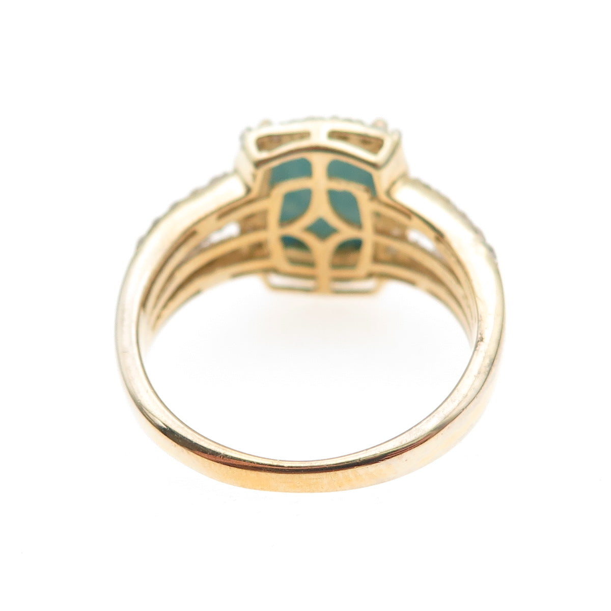 Chuck Clemency 925 Sterling Gold Plated Real Turquoise & White Topaz Ring Size 8