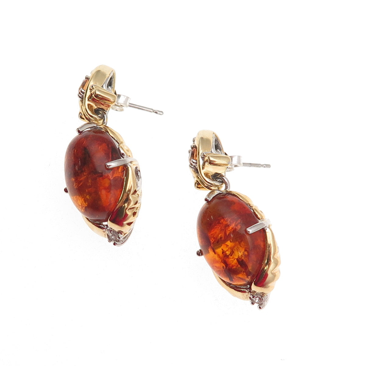 Michael Valitutti Gems En Vogue 925 Sterling 2-Tone Amber Citrine Topaz Earrings