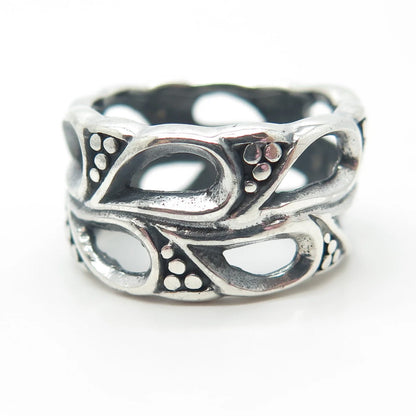 925 Sterling Silver Vintage Leaf Band Ring Size 8