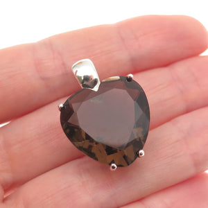 CHATEAU D'ARGENT & David Sigal Sterling Vintage Real Smoky Quartz Heart Pendant