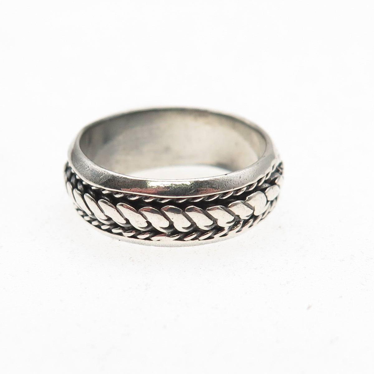 925 Sterling Silver Vintage Twisted Rope Oxidized Band Ring Size 5.75