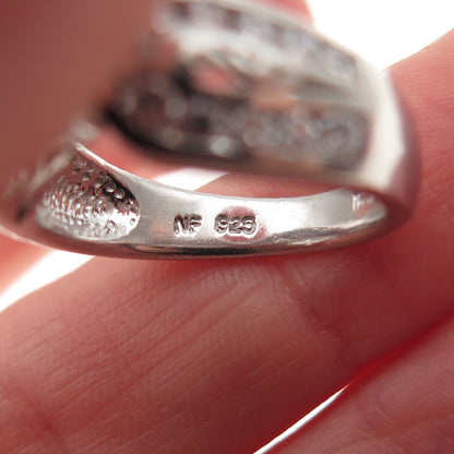 Chapal Zenray 925 Sterling Silver Oval & Round-Cut C Z Engagement Ring Size 6.5