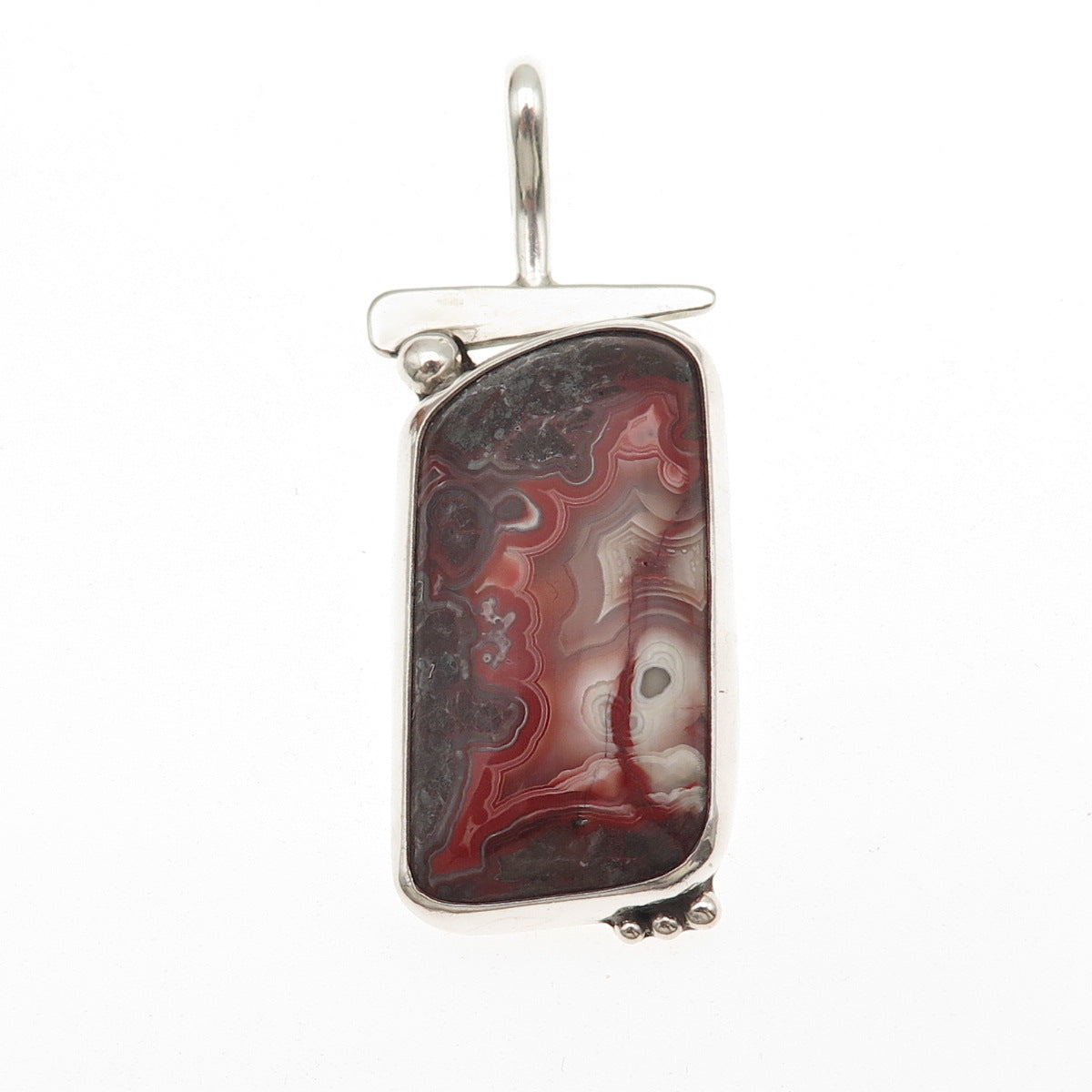 Stanley Bain Navajo Old Pawn 925 Sterling Silver Vintage Agate Tribal Pendant