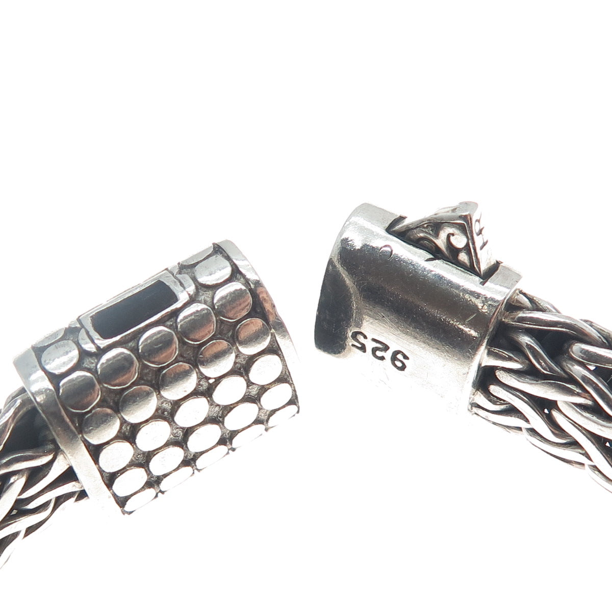 925 Sterling Silver Vintage Oxidized Solid 71.9g Spiga Link Bracelet 7"