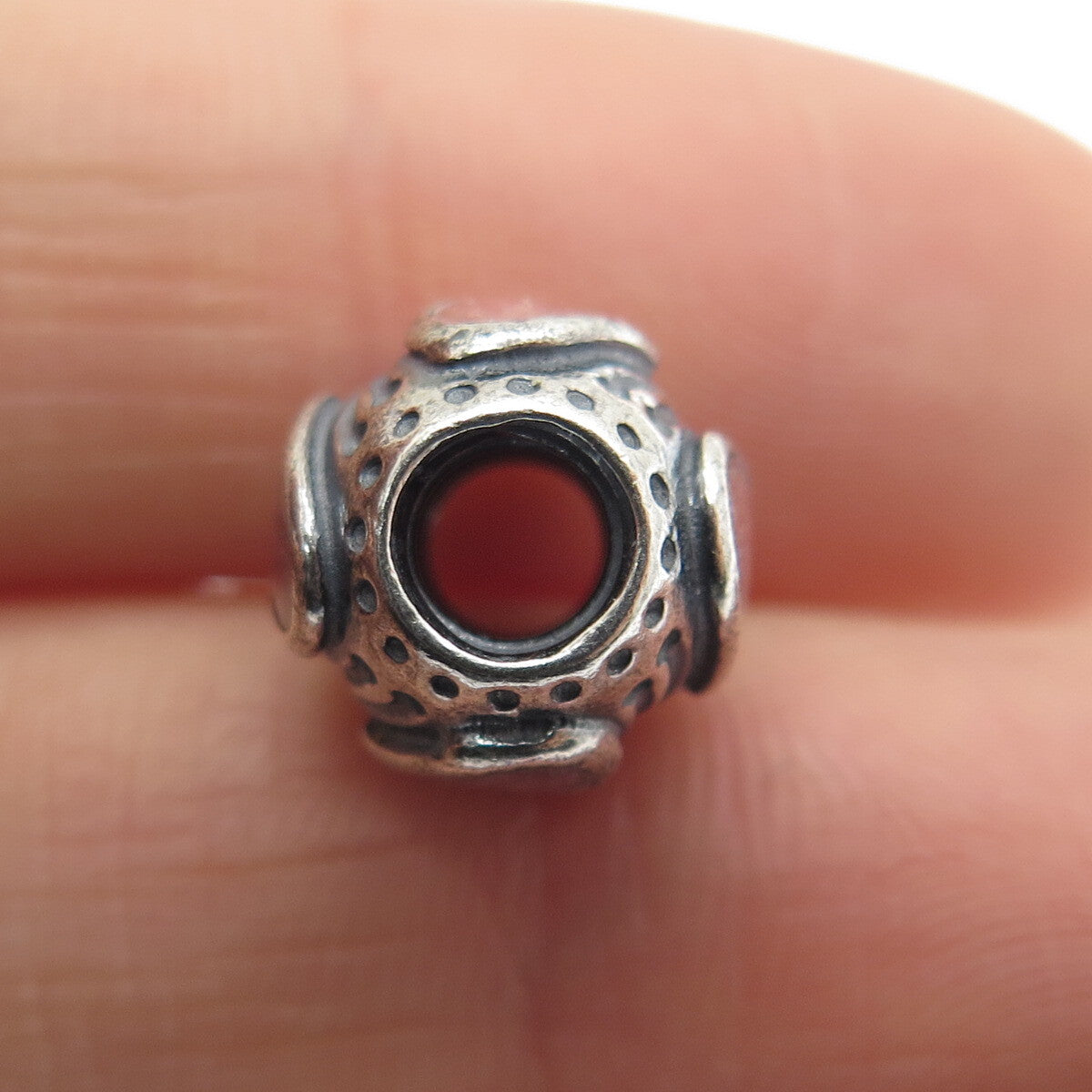 PANDORA 925 Sterling Silver Rose Enamel Heart Bead Charm