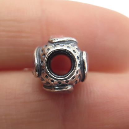 PANDORA 925 Sterling Silver Rose Enamel Heart Bead Charm