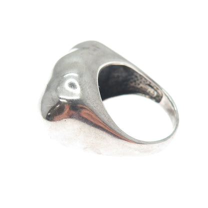925 Sterling Silver Vintage Modernist Hammered Dome Ring Size 7