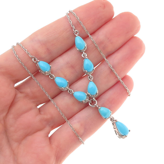 Chuck Clemency 925 Sterling Silver Real Turquoise Singapore Chain Necklace 20"