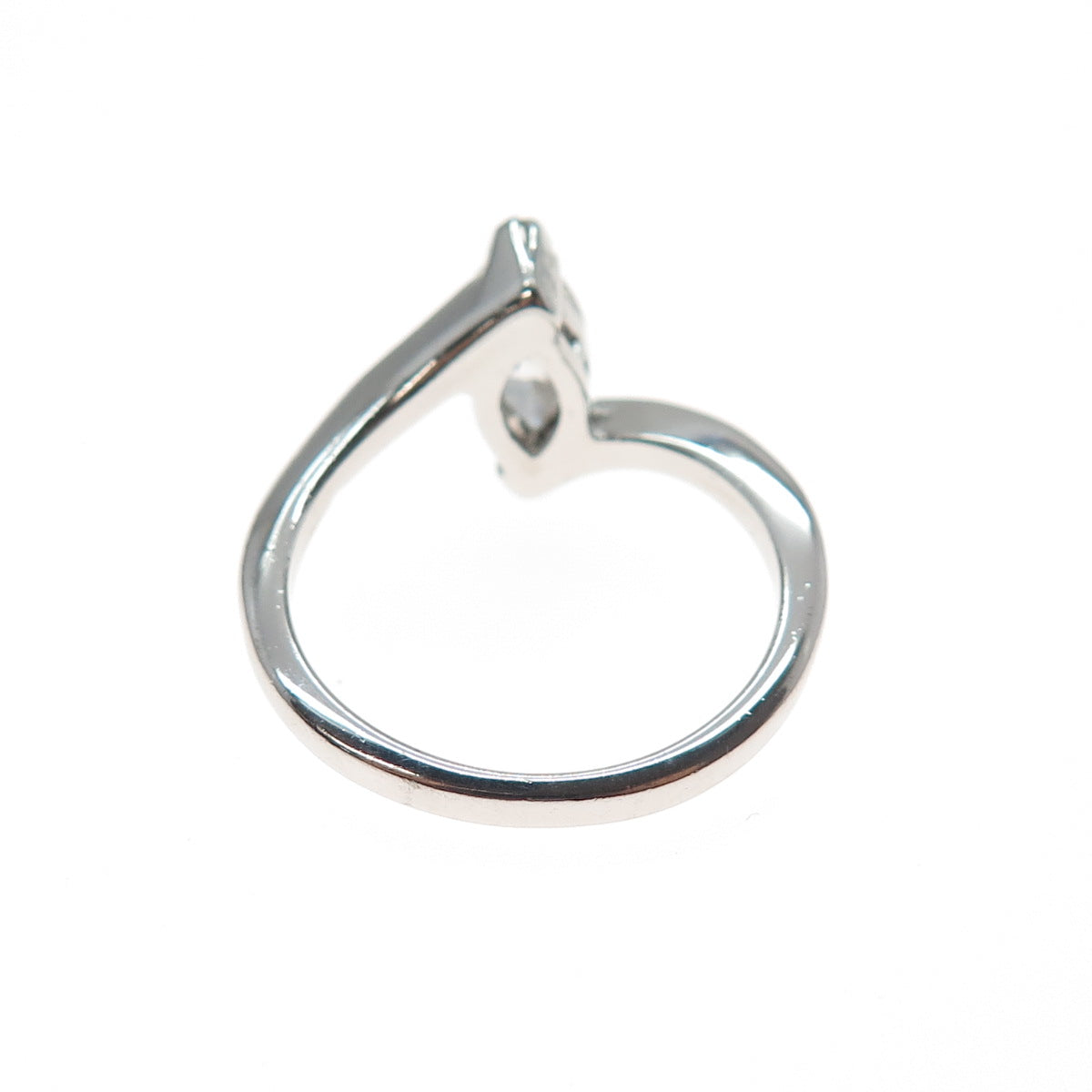 VARGAS 925 Sterling Silver Vintage Marquise-Cut C Z Bypass Ring Size 7.5