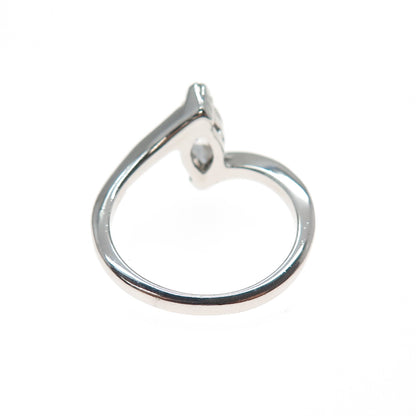 VARGAS 925 Sterling Silver Vintage Marquise-Cut C Z Bypass Ring Size 7.5