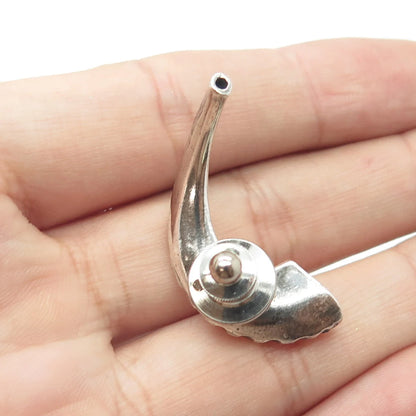 925 Sterling Silver Vintage Horn Lapel Pin