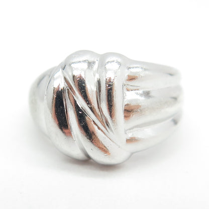 925 Sterling Silver Vintage Modernist Puffy Ring Size 6.25