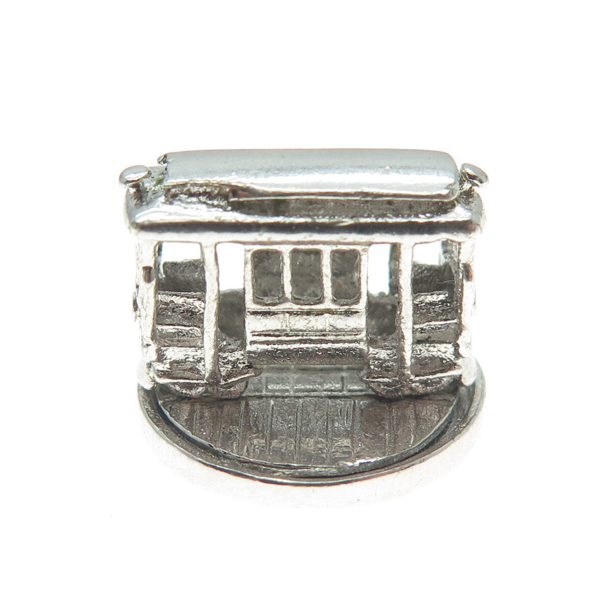 925 Sterling Silver Antique Art Deco SF Cable Car Minimalist 3D Charm Pendant