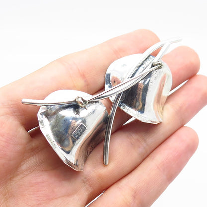 925 Sterling Silver Vintage BEAU Leaf Floral Pin Brooch