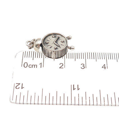 Danecraft 925 Sterling Silver Antique Art Deco Alarm Clock 3D Mini Charm Pendant