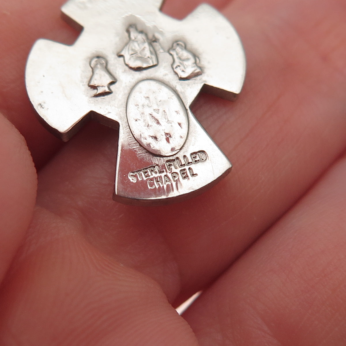 Chapel 925 Sterling Silver Filled Antique Art Deco 4-Way Cross Charm Pendant