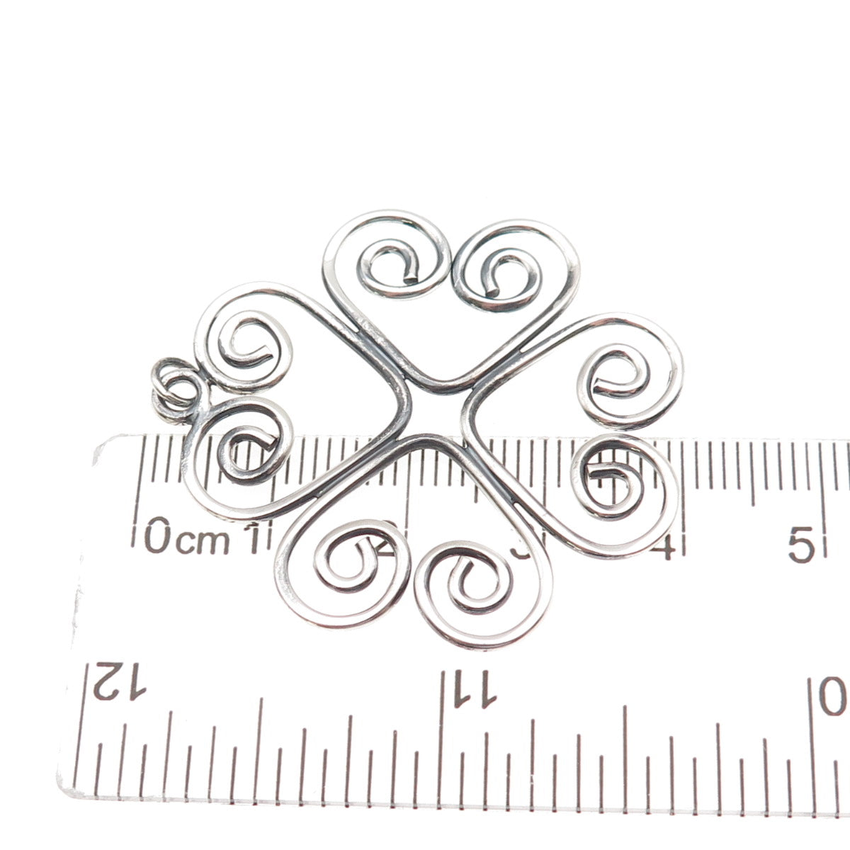 925 Sterling Silver Vintage Heart Clover Good Luck Oxidized Charm Pendant