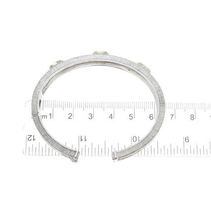 JUDITH RIPKA 925 Sterling Silver Real Citrine Ornate Cuff Bracelet 6.5"