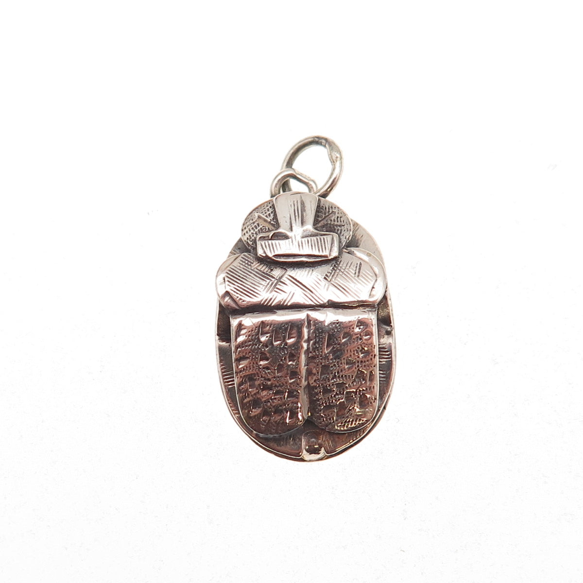 800 Silver Vintage Egyptian Scarab Oxidized Charm Pendant