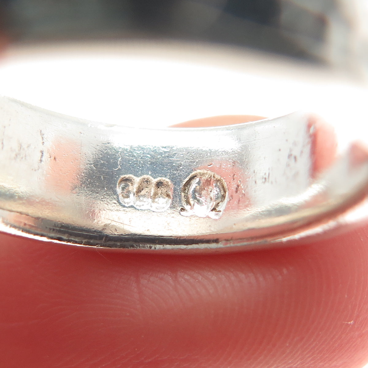 925 Sterling Silver Vintage Heart Face Sun Symbol Oxidized Band Ring Size 7