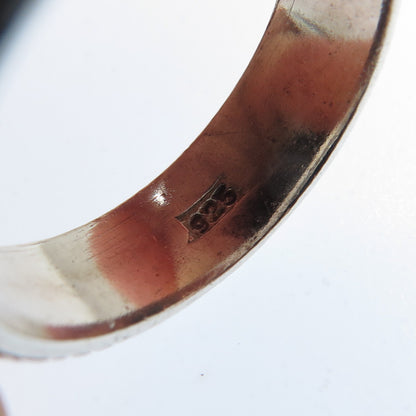 925 Sterling Silver Vintage Wavy Oxidized Band Ring Size 7.25