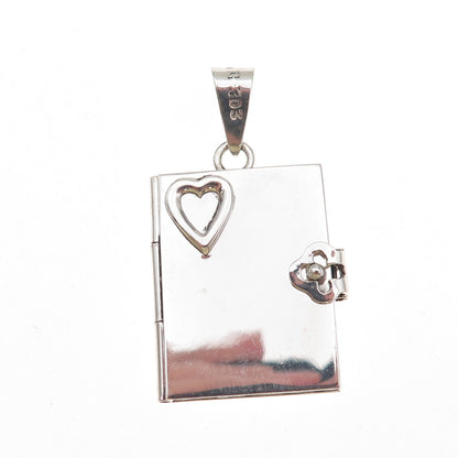 925 Sterling Silver Vintage Mexico Heart Locket Charm Pendant