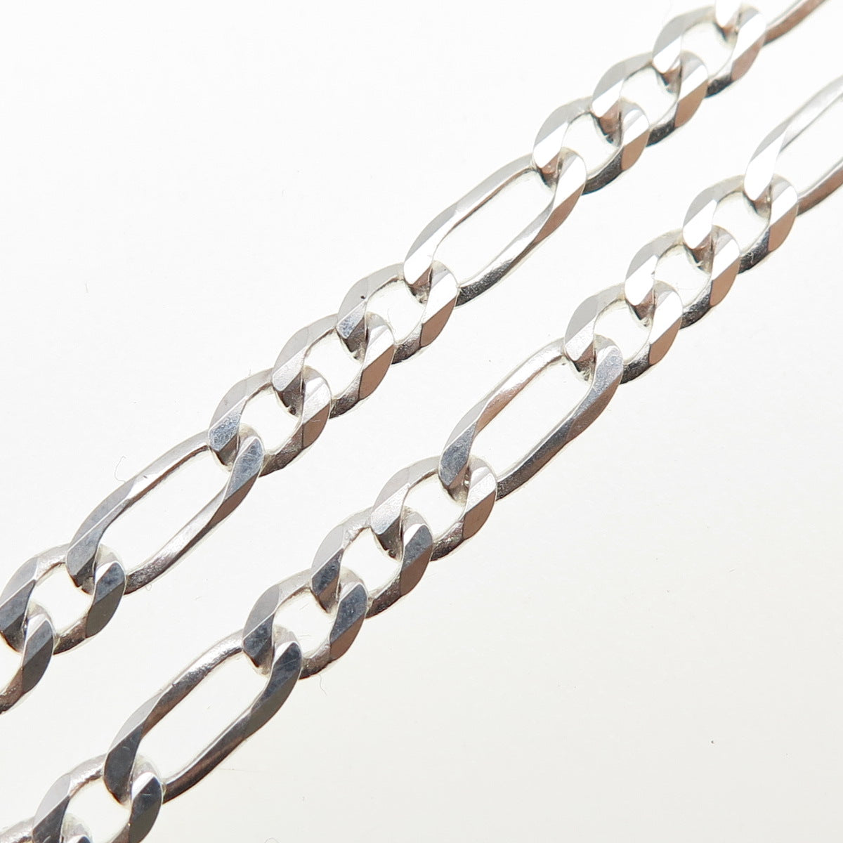 P. LUX 925 Sterling Silver Vintage Italy Figaro Chain Necklace 20"