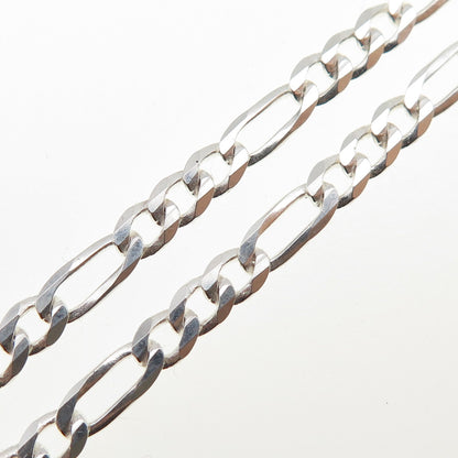 P. LUX 925 Sterling Silver Vintage Italy Figaro Chain Necklace 20"