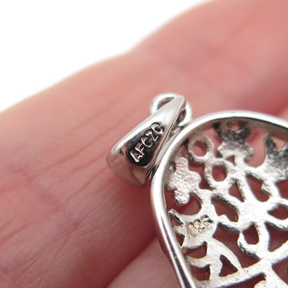 925 Sterling Silver Vintage Hamsa Amulet Charm Pendant