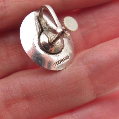 Old Pawn 925 Sterling Silver Vintage Southwestern Cowboy Hat Screw Back Earrings