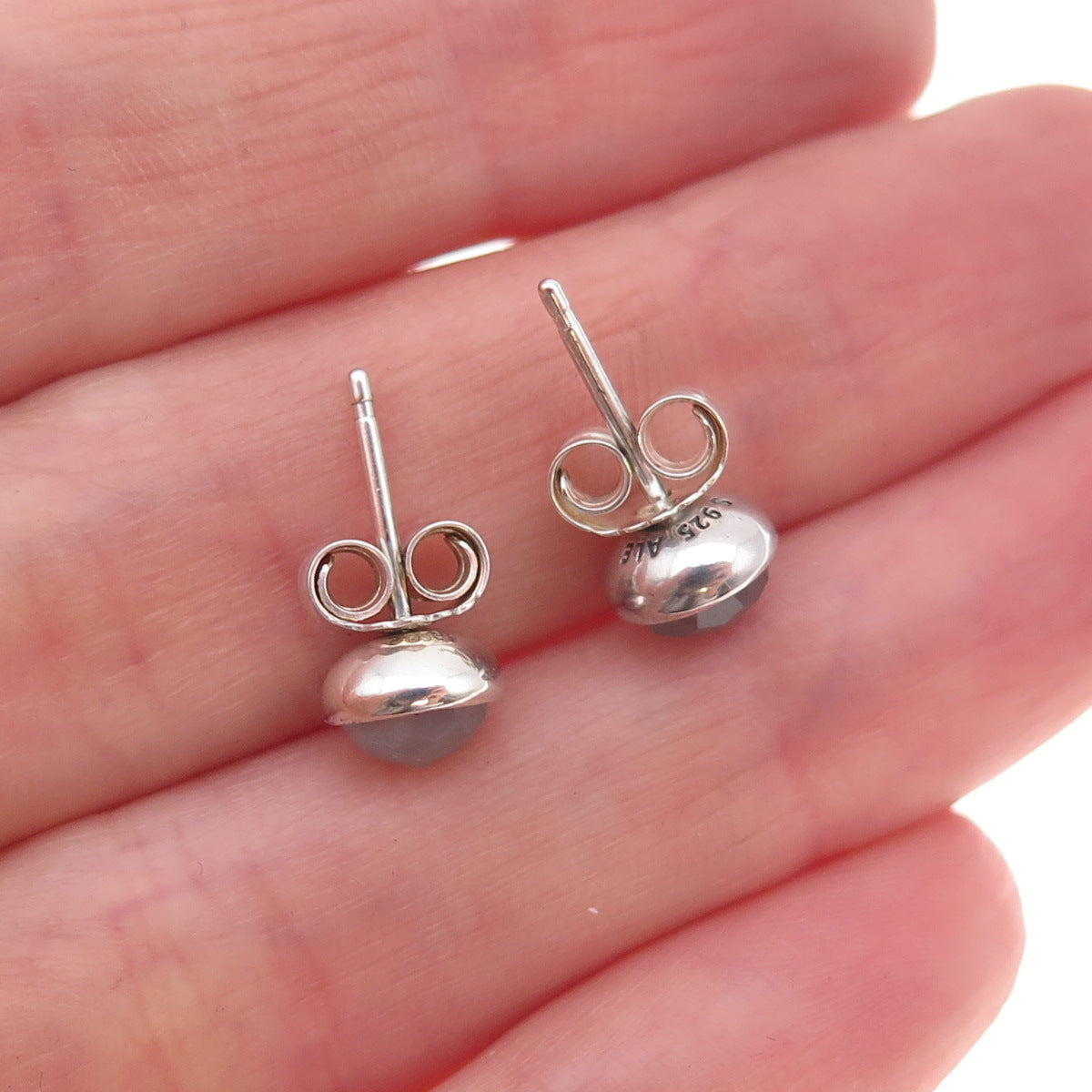 Pandora Sterling Silver Real Gray Moonstone June Birthday Blooms Stud Earrings