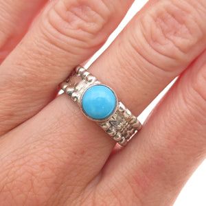 925 Sterling Vintage Real Sleeping Beauty Turquoise Oxidized Ring Size 6.5
