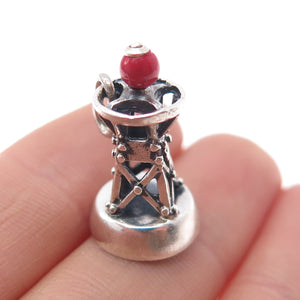 BEAU Sterling Silver Antique Art Deco Enamel Lighthouse Mini 3D Charm Pendant