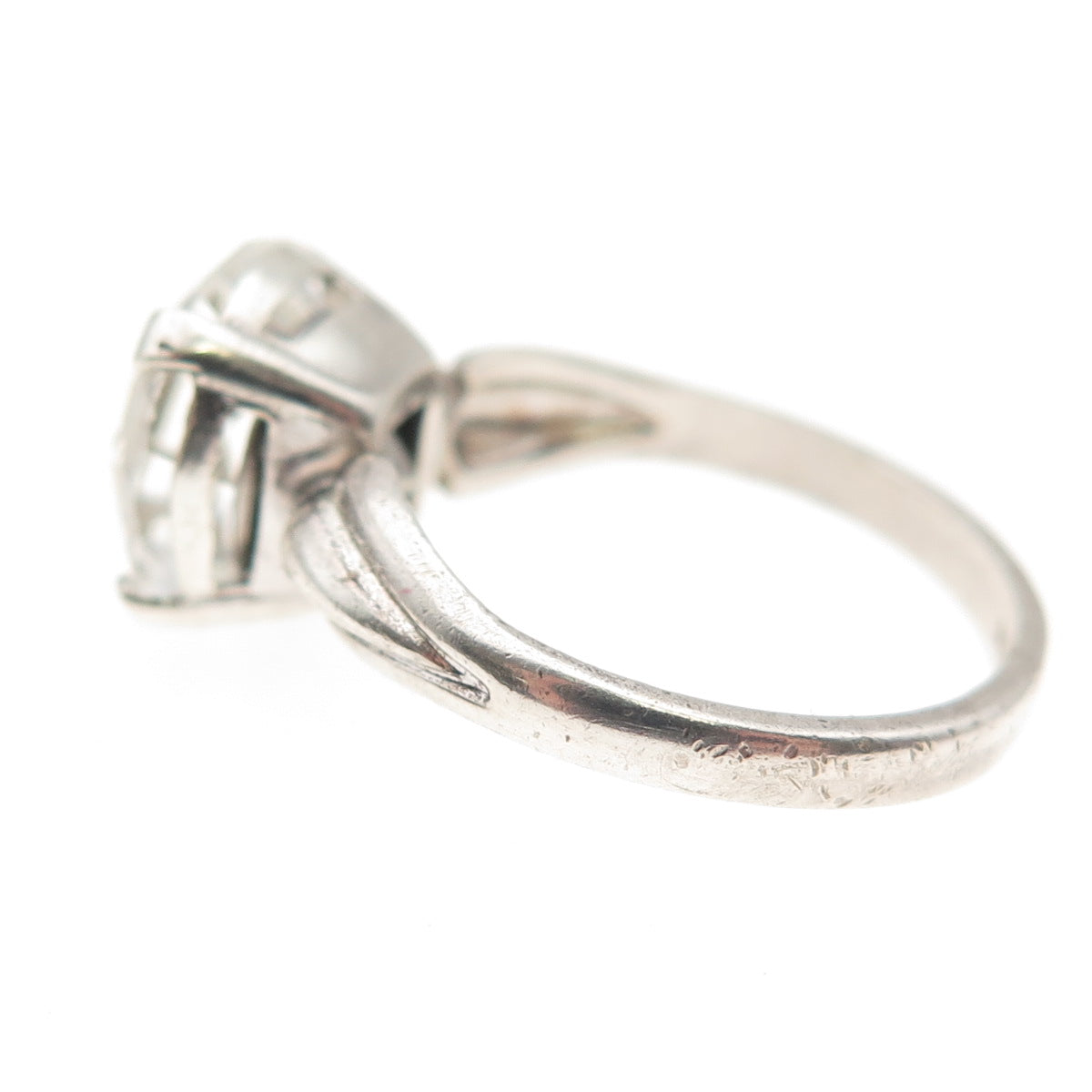 Clark & Coombs 925 Sterling Silver Vintage Rhinestone Engagement Ring Size 6.25