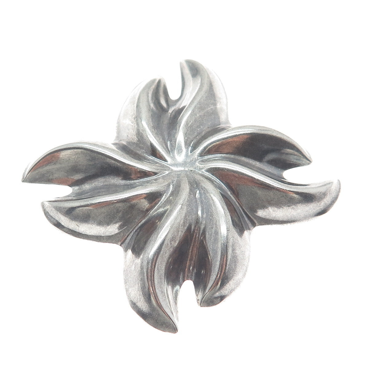 925 Sterling Silver Vintage Mexico Modernist Flower Oxidized Pin Pendant