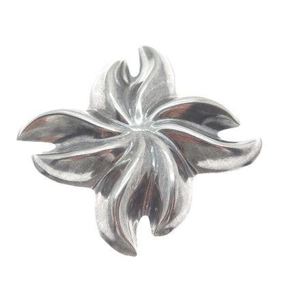925 Sterling Silver Vintage Mexico Modernist Flower Oxidized Pin Pendant