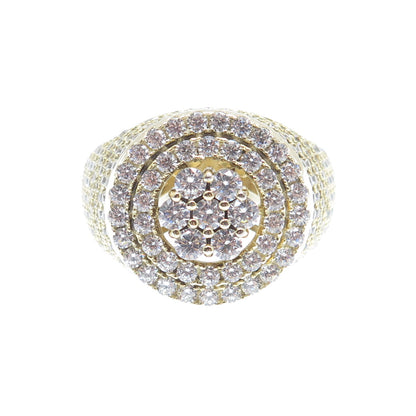 925 Sterling Silver Gold Plated Round-Cut Shaped C Z Domed Ring Size 12.5