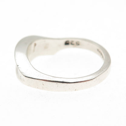 925 Sterling Silver Vintage Mexico Modernist Wavy Ring Size 7