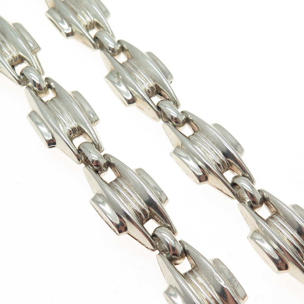 925 Sterling Silver Vintage Modernist Chain Necklace 24"