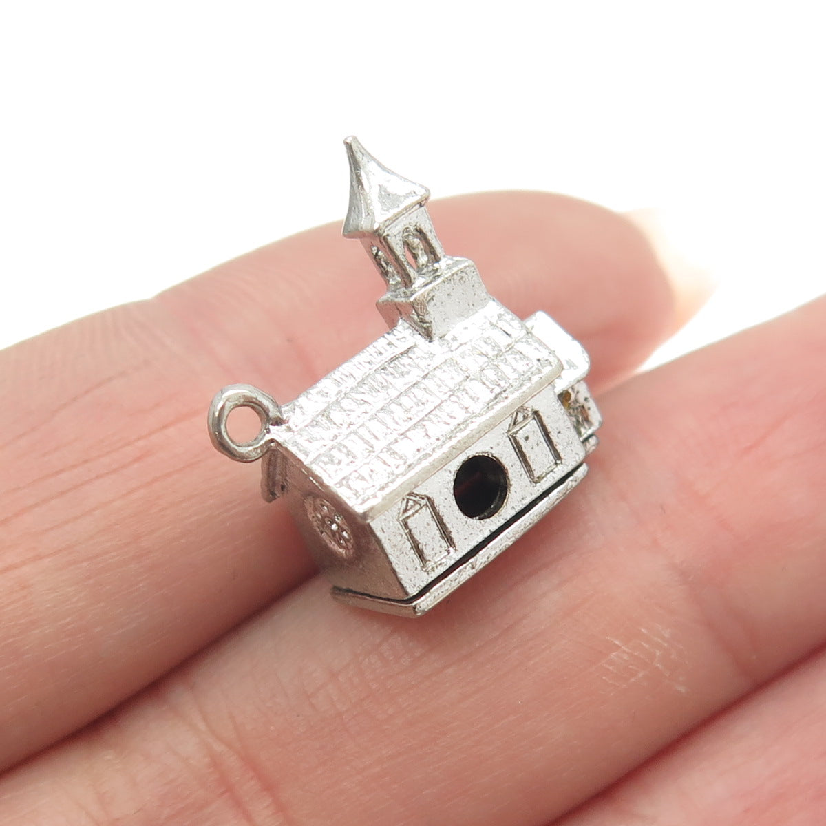 J.M. FISHER 925 Sterling Silver Antique Art Deco Chapel 3D Charm Pendant