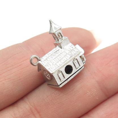 J.M. FISHER 925 Sterling Silver Antique Art Deco Chapel 3D Charm Pendant